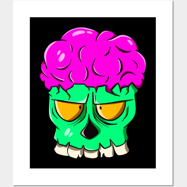 Braindead Zombie Brain Skull Cartoon Horror Wall Art by Foxxy Merch